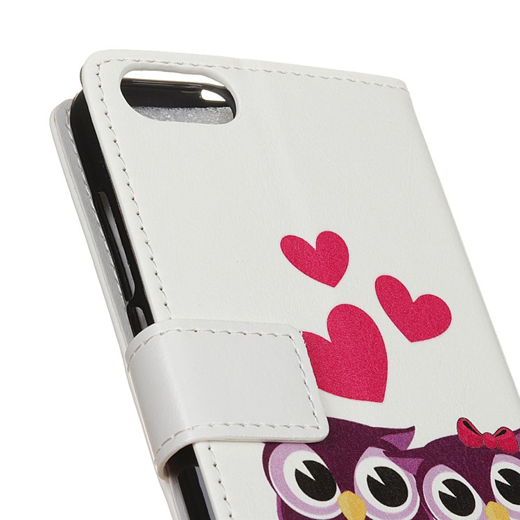 Pattern Printing PU Leather Wallet Stand Phone Case for Doogee Mix - Owl Couple-3