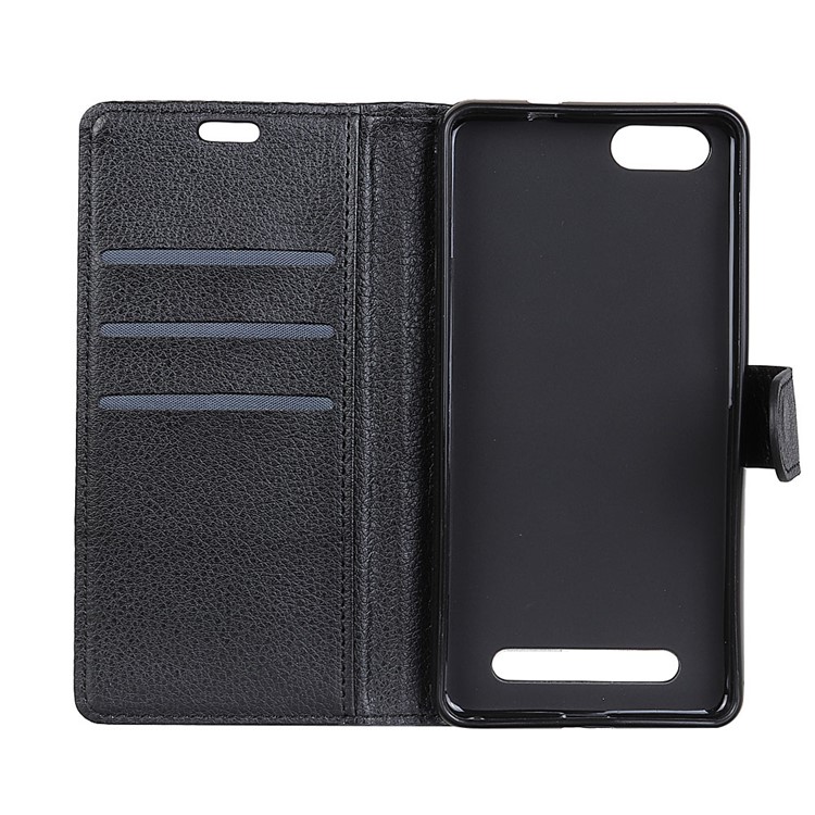 Litchi Skin Wallet Leather Stand Case for Doogee X30 - Black-5