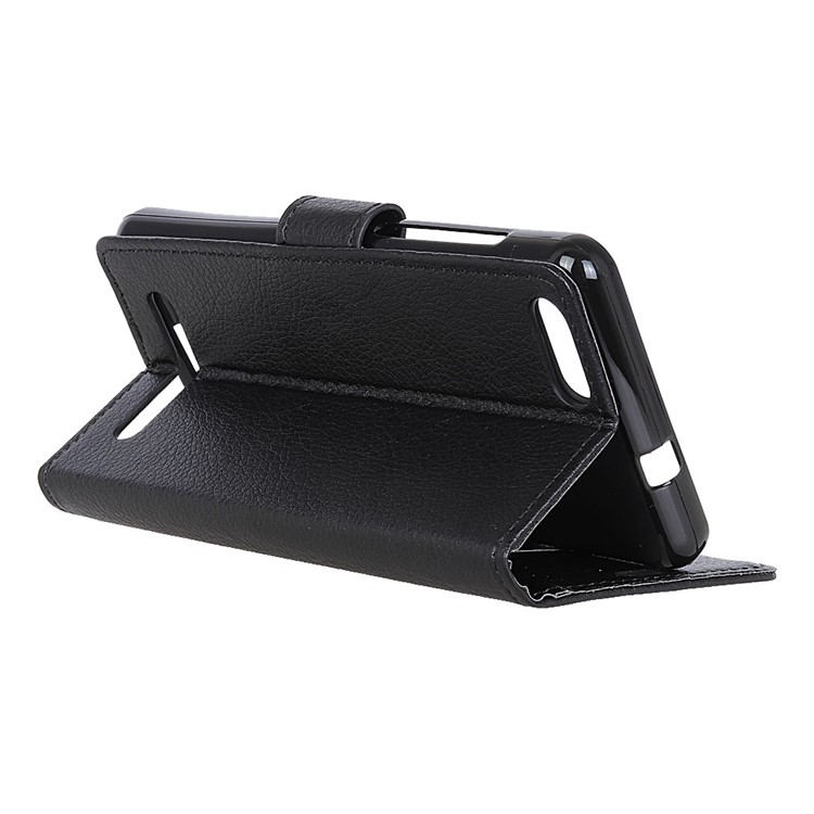 Litchi Skin Wallet Leather Stand Case for Doogee X30 - Black-6