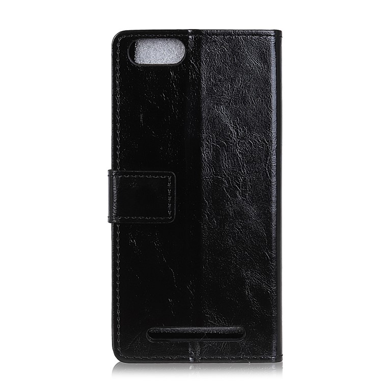 Crazy Horse Leather Wallet Cell Phone Case with Stand for Doogee X30 - Black-2