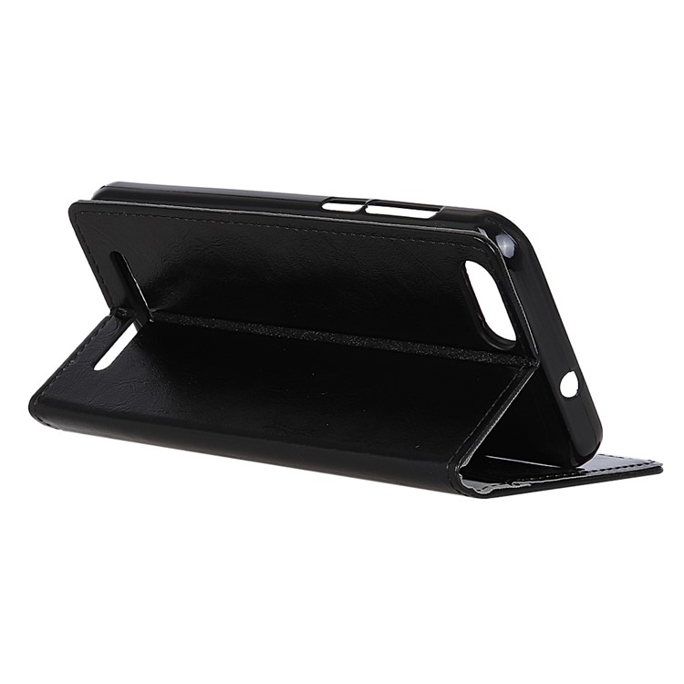 Crazy Horse Leather Wallet Cell Phone Case with Stand for Doogee X30 - Black-3