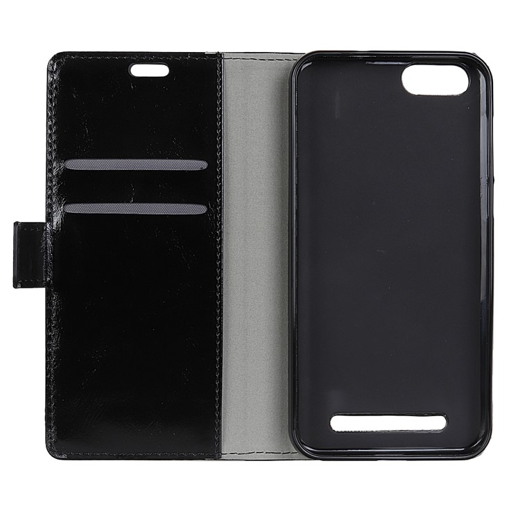 Crazy Horse Leather Wallet Cell Phone Case with Stand for Doogee X30 - Black-5