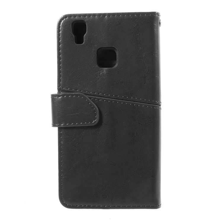 K'TRY Geometric Splicing Series Leather Wallet Case for Doogee X5 Max - Black-2