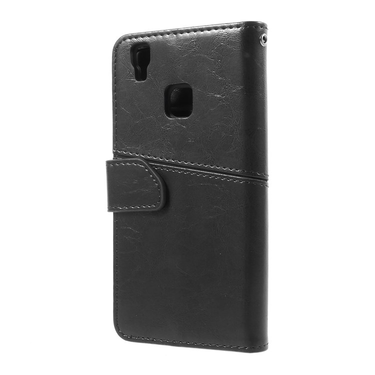 K'TRY Geometric Splicing Series Leather Wallet Case for Doogee X5 Max - Black-4