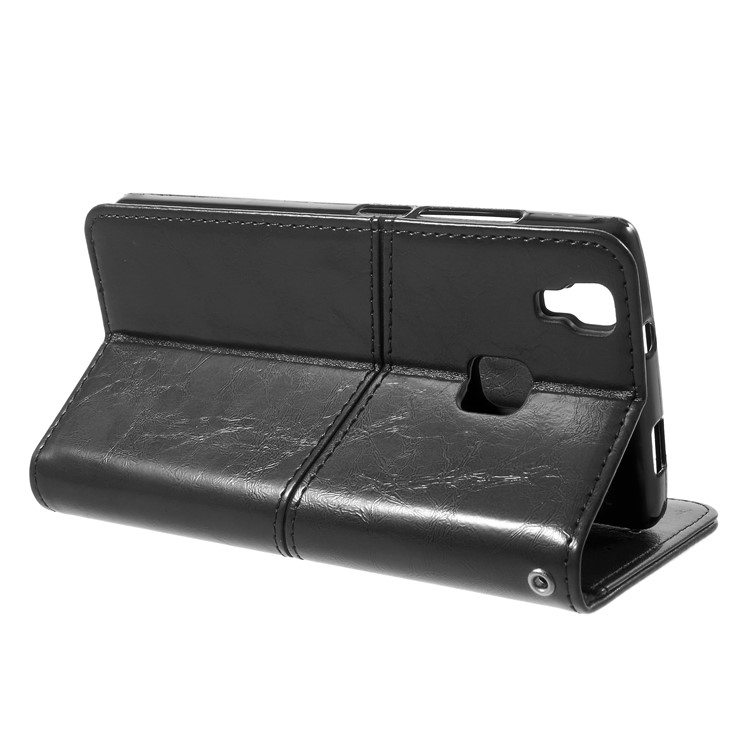 K'TRY Geometric Splicing Series Leather Wallet Case for Doogee X5 Max - Black-5