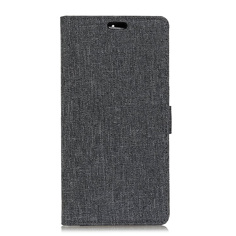 Linen Cloth Leather Wallet Stand Mobile Case for Doogee BL7000 - Black-2