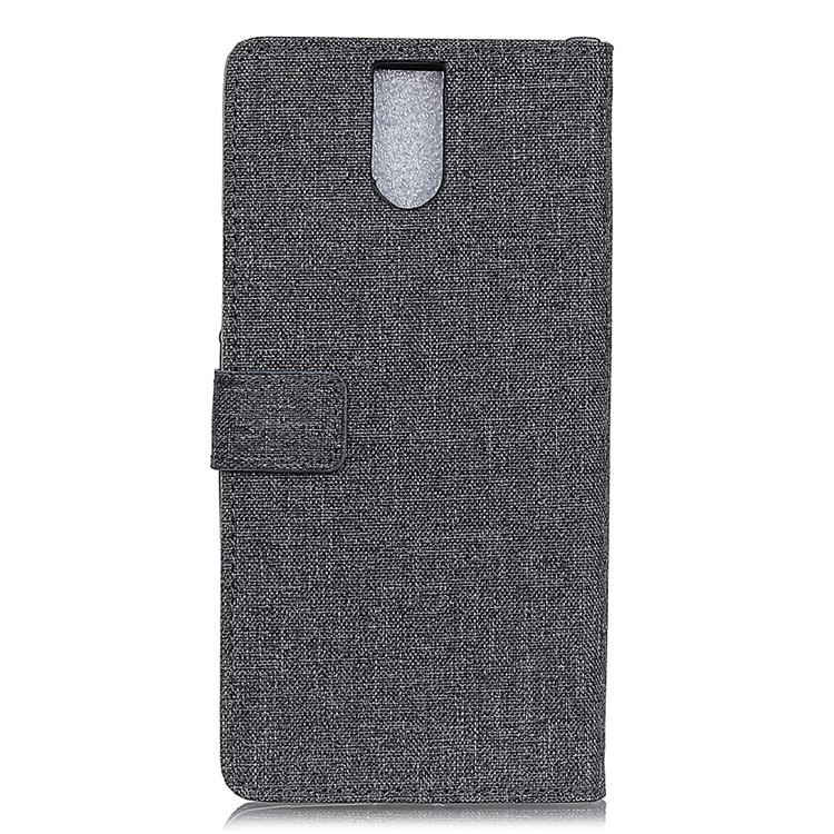 Linen Cloth Leather Wallet Stand Mobile Case for Doogee BL7000 - Black-3
