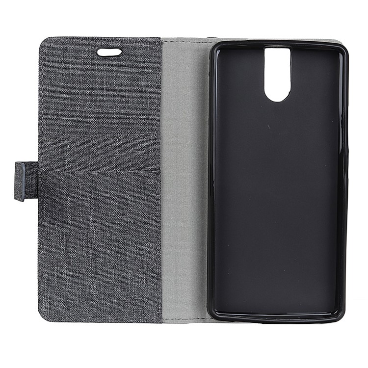 Linen Cloth Leather Wallet Stand Mobile Case for Doogee BL7000 - Black-5