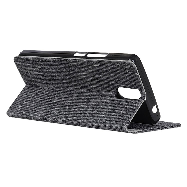 Linen Cloth Leather Wallet Stand Mobile Case for Doogee BL7000 - Black-6