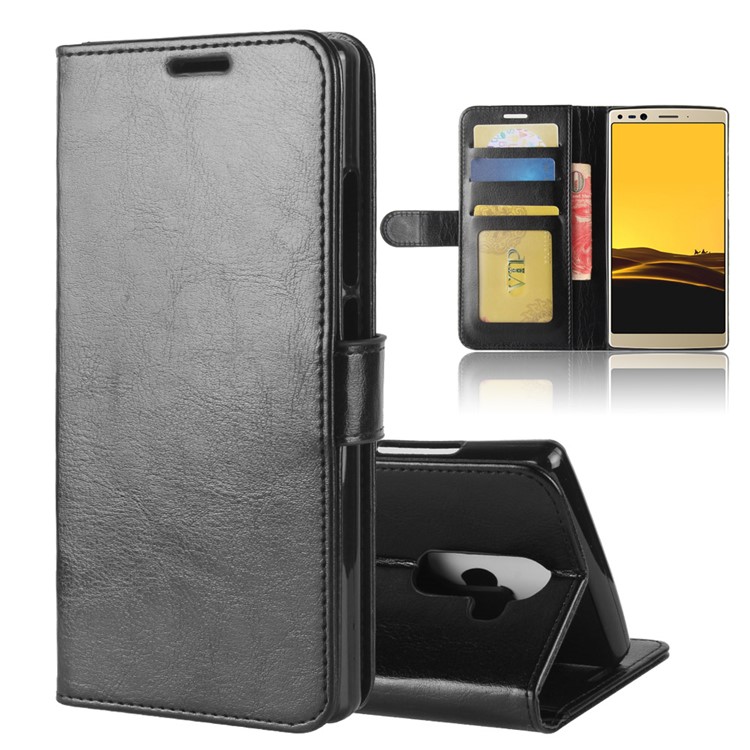 Crazy Horse PU Leather Wallet Case with Stand for Doogee Mix 2 - Black-1