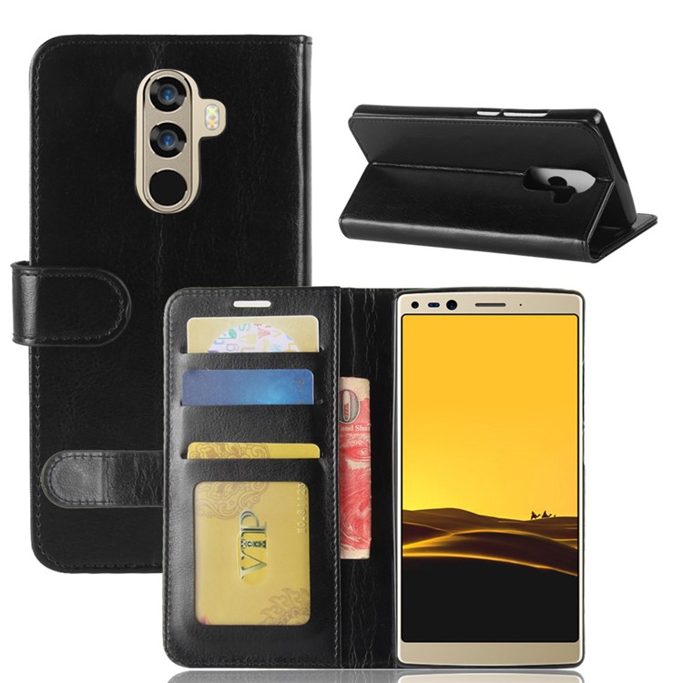 Crazy Horse PU Leather Wallet Case with Stand for Doogee Mix 2 - Black-8