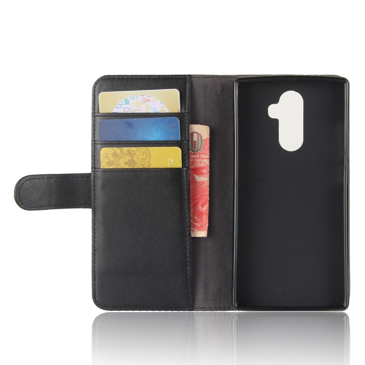 Split Leather Magnetic Wallet Phone Shell with Stand for Doogee Mix 2 - Black-4