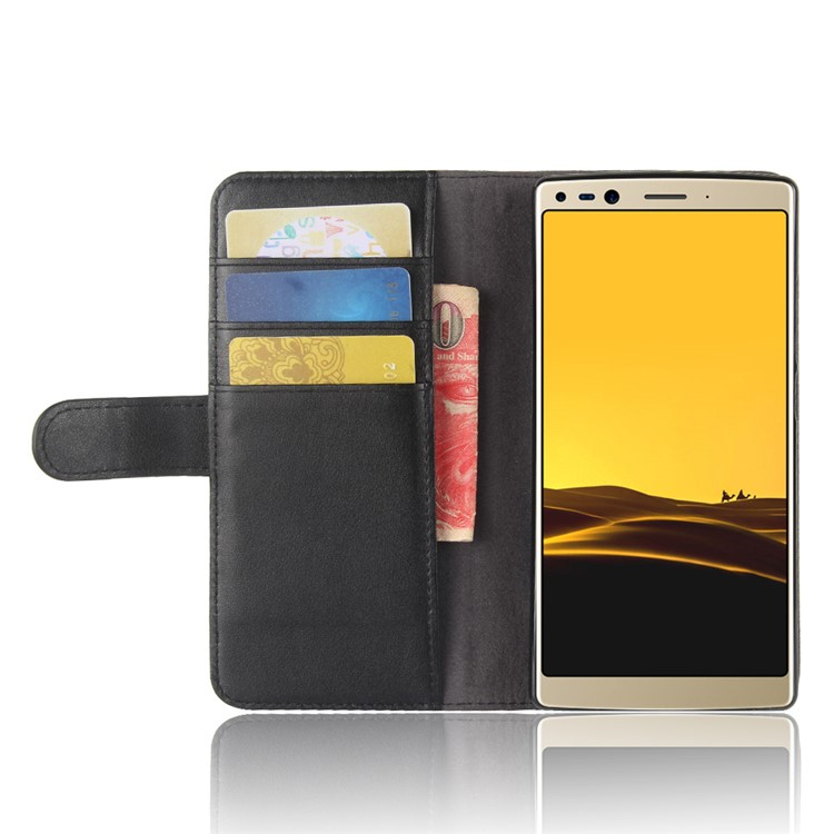 Split Leather Magnetic Wallet Phone Shell with Stand for Doogee Mix 2 - Black-5