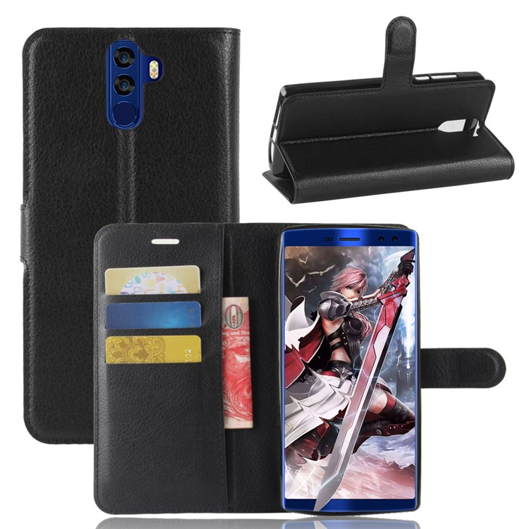 Litchi Texture Wallet Leather Mobile Phone Case for Doogee BL2000/BL2000 Pro - Black-1