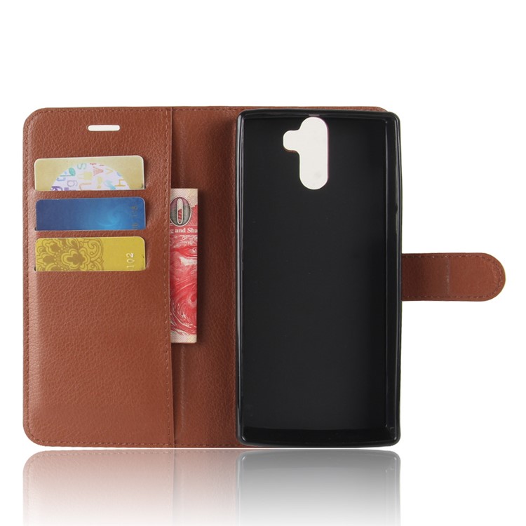 Litchi Texture Wallet Leather Mobile Phone Cover Shell with Stand for Doogee BL2000/BL2000 Pro - Brown-3