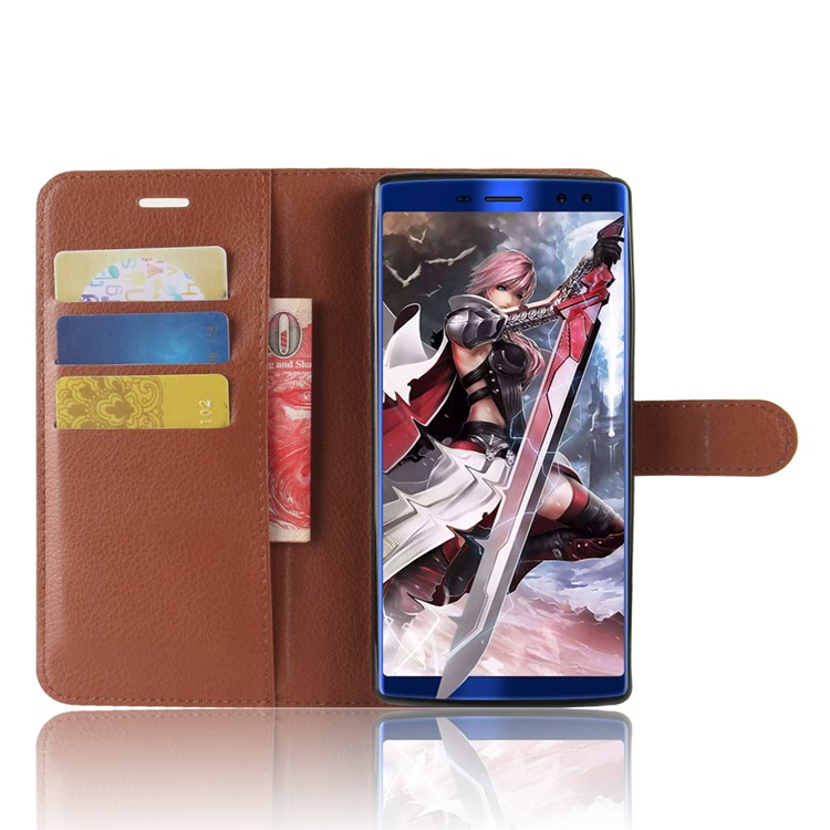 Litchi Texture Wallet Leather Mobile Phone Cover Shell with Stand for Doogee BL2000/BL2000 Pro - Brown-4