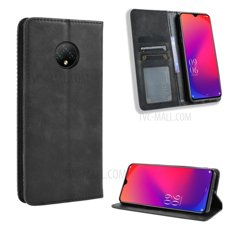 Vintage Style Wallet Stand Leather Phone Cover for Doogee X95 - Black-1