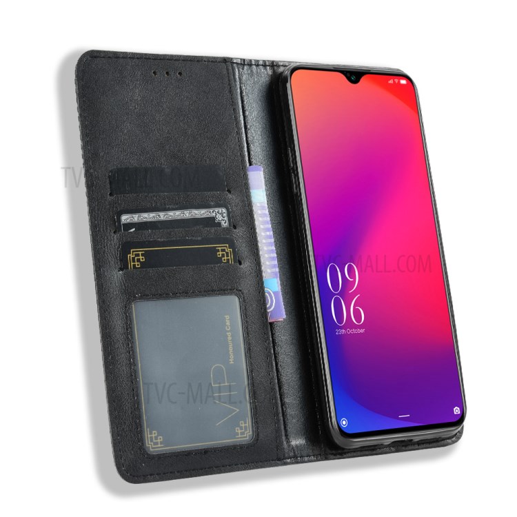 Vintage Style Wallet Stand Leather Phone Cover for Doogee X95 - Black-5