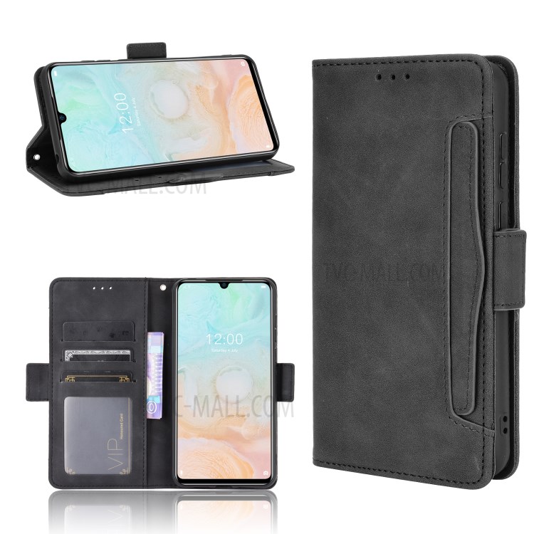 Multiple Card Slots Wallet Case Stand Leather Shell for Doogee N20 Pro - Black-1