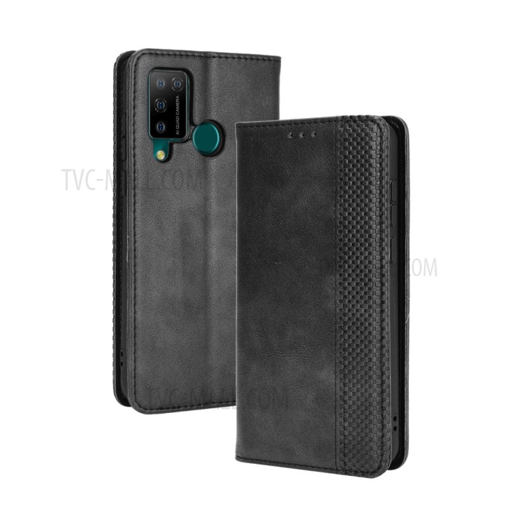 Retro Style PU Leather Magnetic Wallet Stand Phone Shell for Doogee N20 Pro - Black-2