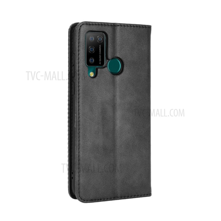 Retro Style PU Leather Magnetic Wallet Stand Phone Shell for Doogee N20 Pro - Black-4