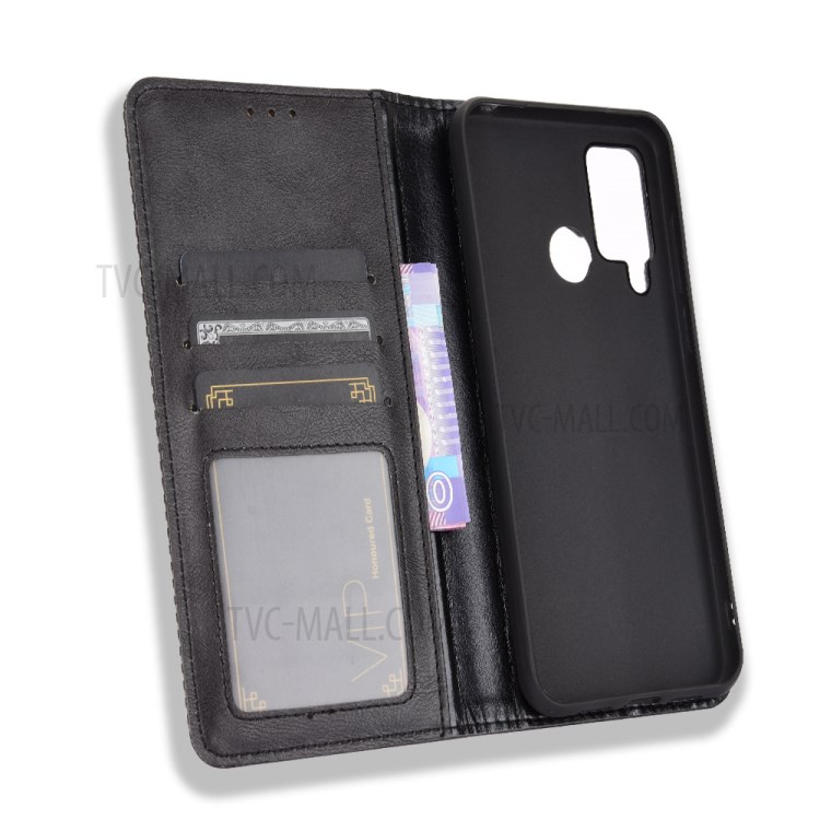 Retro Style PU Leather Magnetic Wallet Stand Phone Shell for Doogee N20 Pro - Black-5