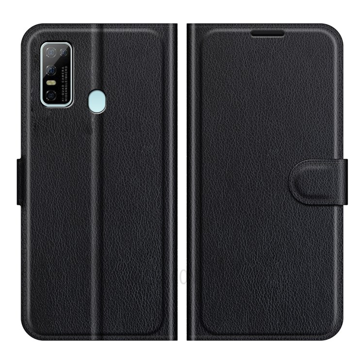 Litchi Skin Wallet Stand Leather Protection Case for Doogee N30 Phone Cover - Black-1
