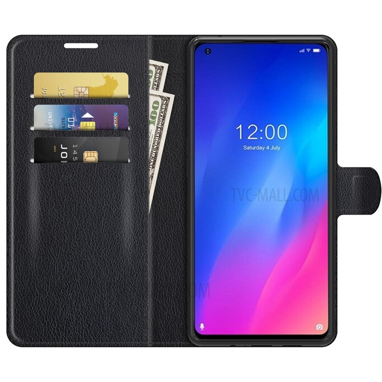 Litchi Skin Wallet Stand Leather Protection Case for Doogee N30 Phone Cover - Black-2