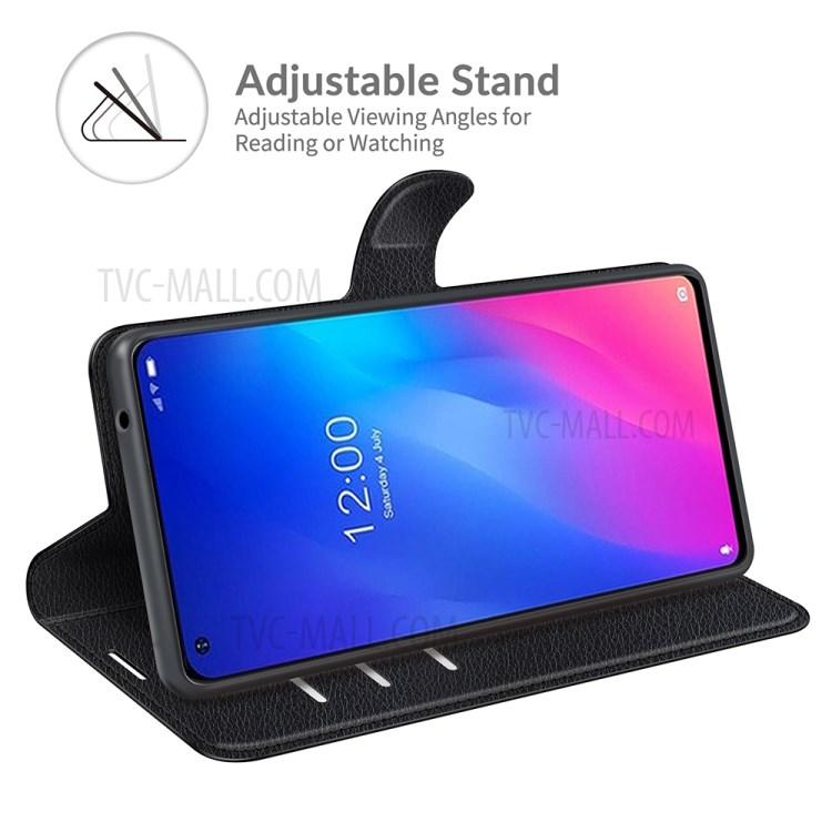Litchi Skin Wallet Stand Leather Protection Case for Doogee N30 Phone Cover - Black-3