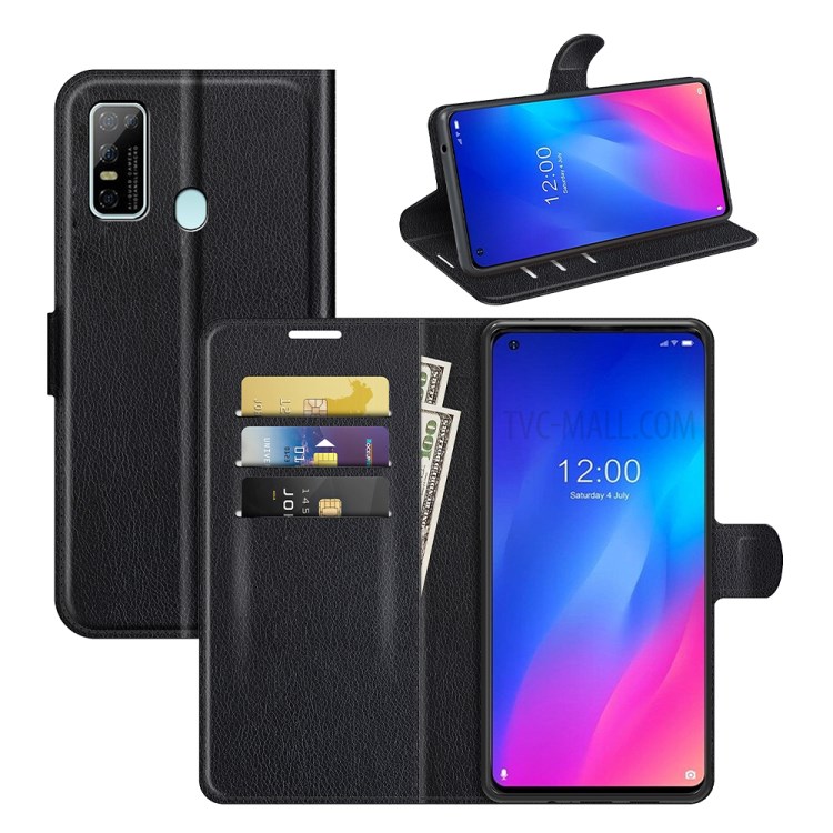 Litchi Skin Wallet Stand Leather Protection Case for Doogee N30 Phone Cover - Black-6