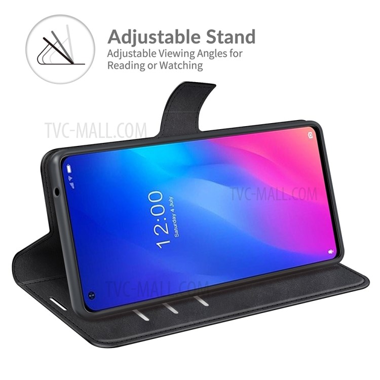 Magnetic Clasp Wallet Stand Leather Protective Case Cover for Doogee N30 - Black-3