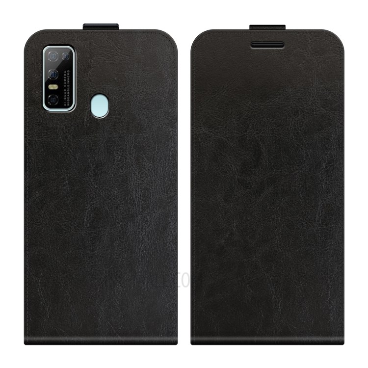 Card Holder Crazy Horse Vertical Flip Leather Protective Case for Doogee N30 - Black-1