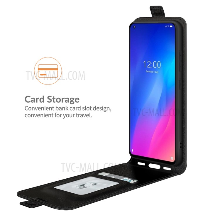 Card Holder Crazy Horse Vertical Flip Leather Protective Case for Doogee N30 - Black-3
