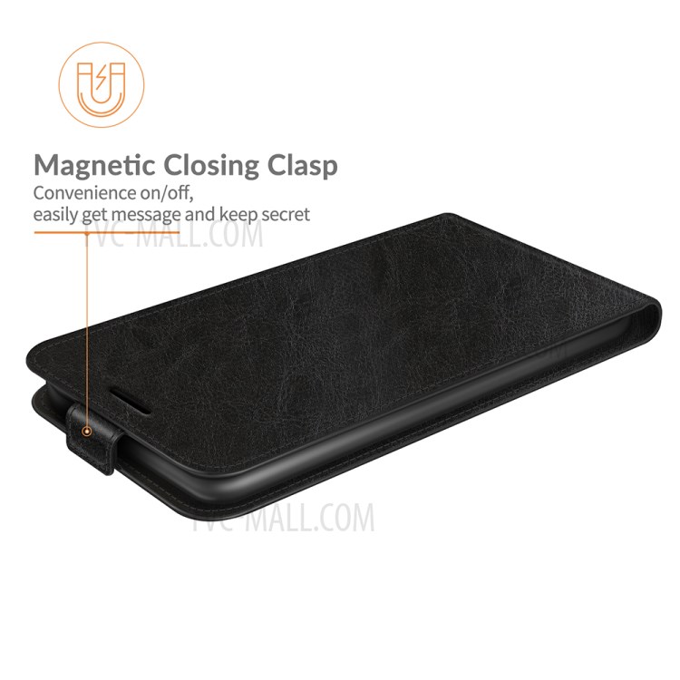 Card Holder Crazy Horse Vertical Flip Leather Protective Case for Doogee N30 - Black-4