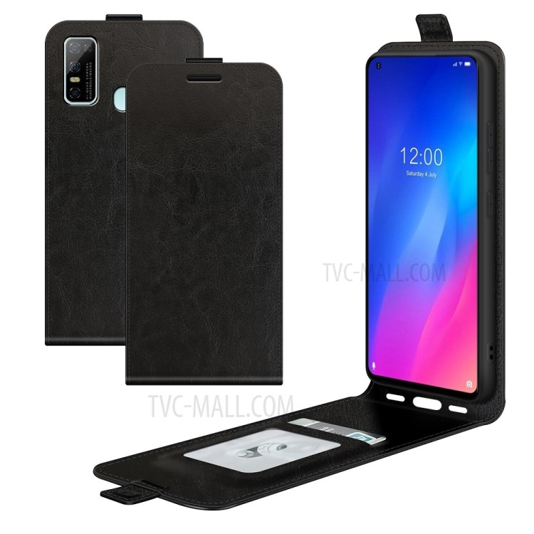 Card Holder Crazy Horse Vertical Flip Leather Protective Case for Doogee N30 - Black-6