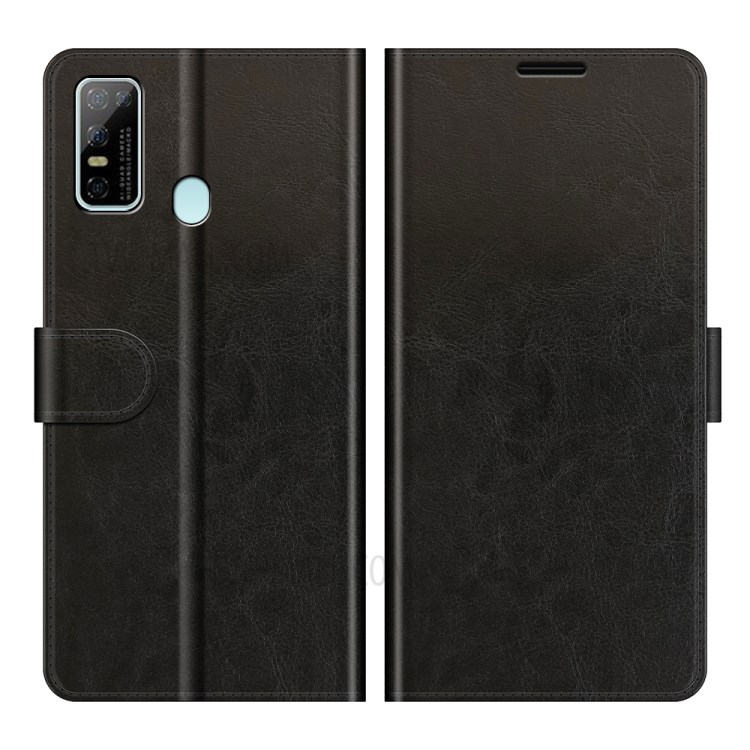 Crazy Horse Wallet Stand Leather Phone Case for Doogee N30 Mobile Casing - Black-1