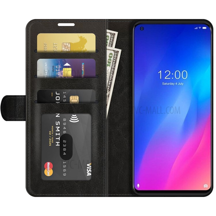 Crazy Horse Wallet Stand Leather Phone Case for Doogee N30 Mobile Casing - Black-2