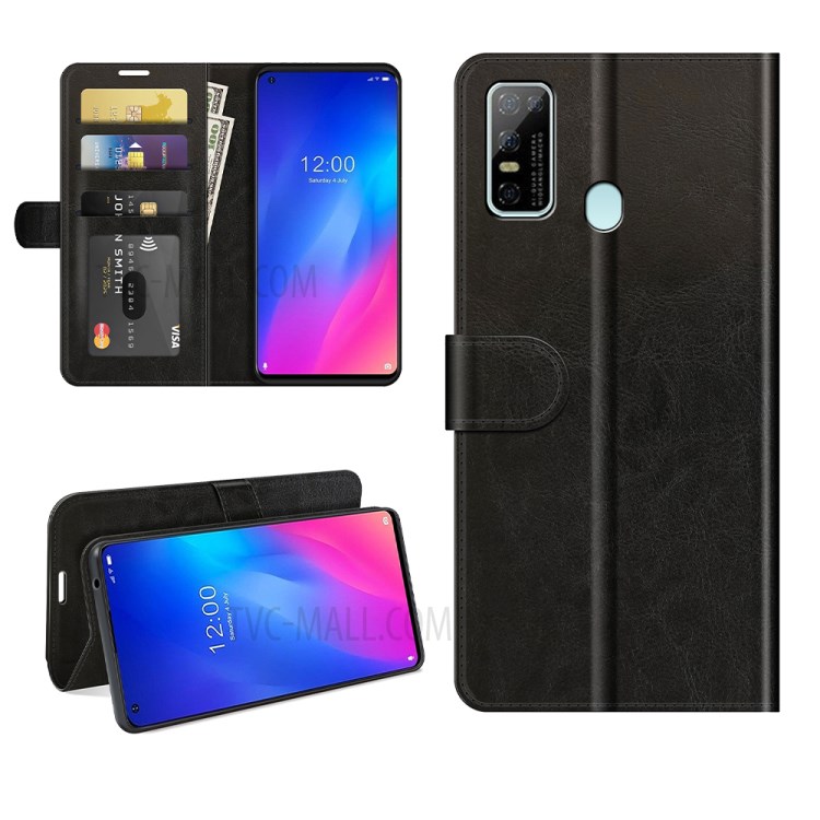 Crazy Horse Wallet Stand Leather Phone Case for Doogee N30 Mobile Casing - Black-6