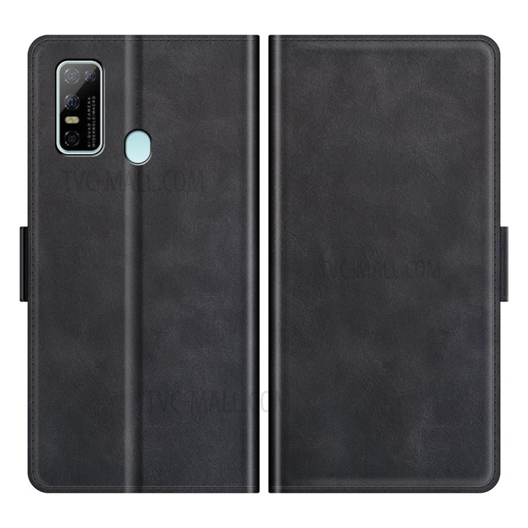 Magnetic Double Clasp Wallet Leather Mobile Phone Case Stand for Doogee N30 - Black-1