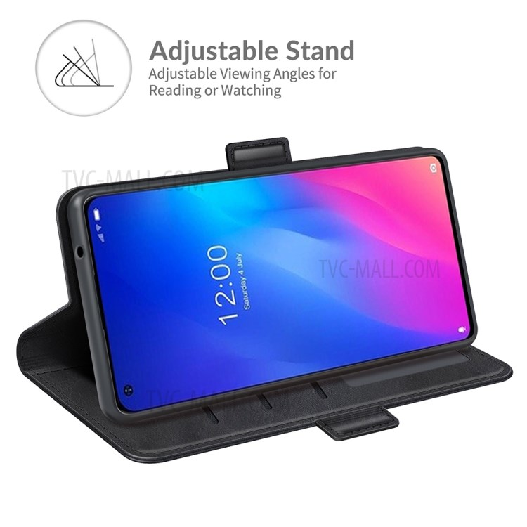 Magnetic Double Clasp Wallet Leather Mobile Phone Case Stand for Doogee N30 - Black-3