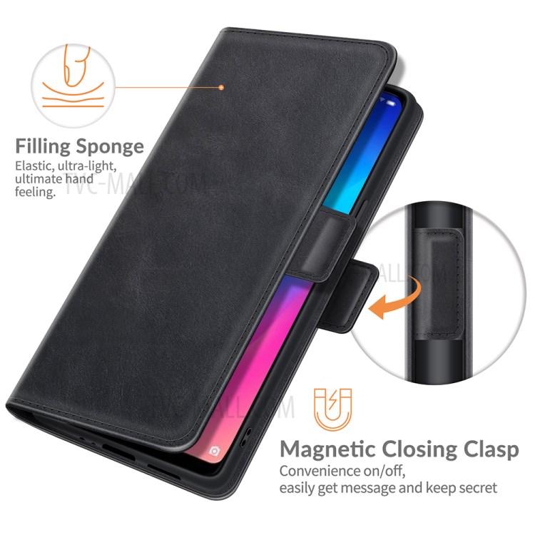 Magnetic Double Clasp Wallet Leather Mobile Phone Case Stand for Doogee N30 - Black-4