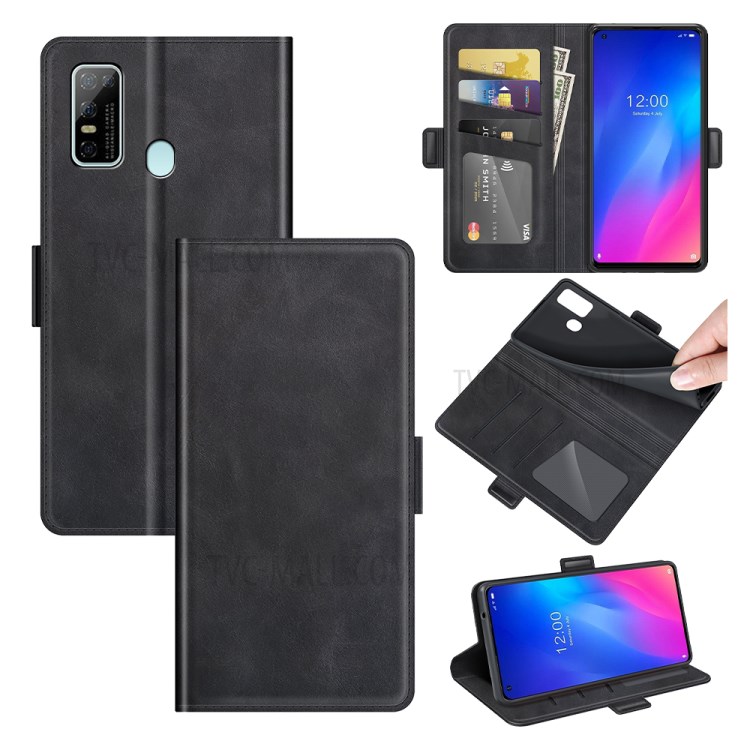 Magnetic Double Clasp Wallet Leather Mobile Phone Case Stand for Doogee N30 - Black-6