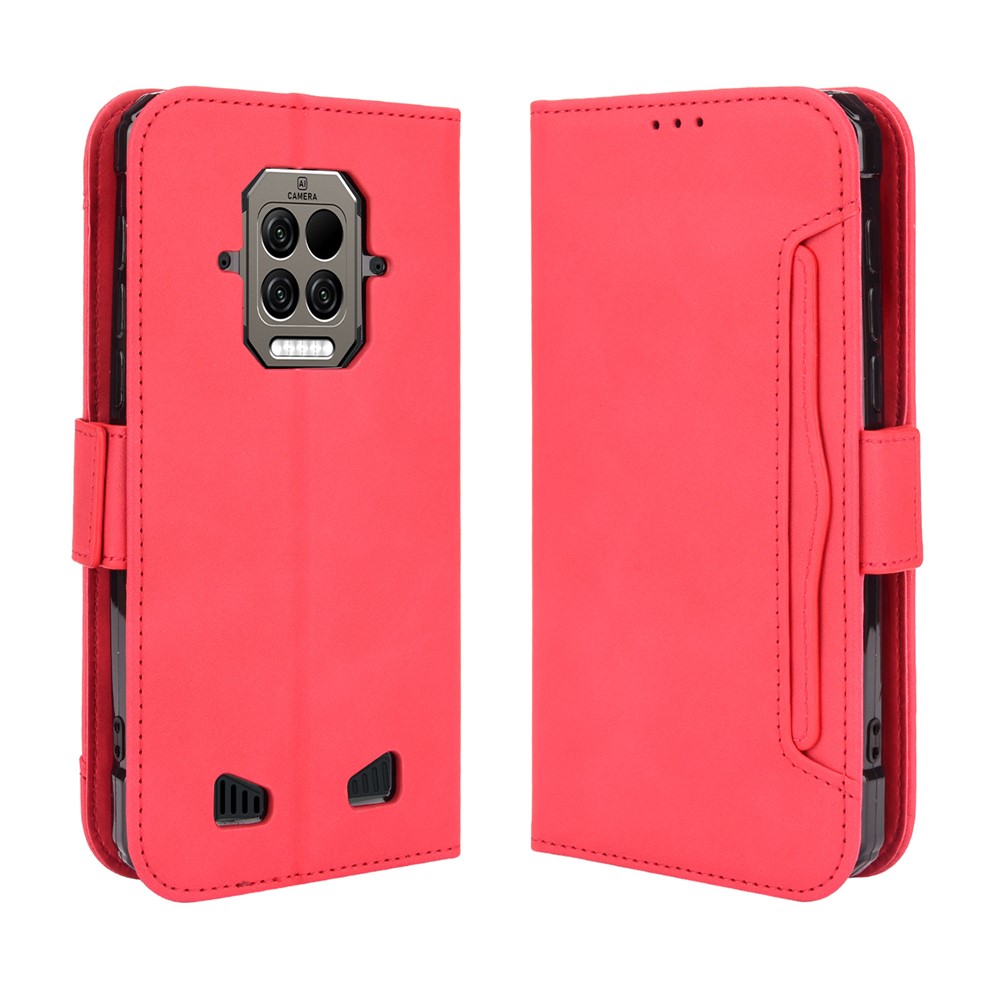 Phone Flip Cover Shock Resistant Phone Cover Leather Phone Wallet Stand Protective Case for Doogee S86 / S86?Pro - Red-1