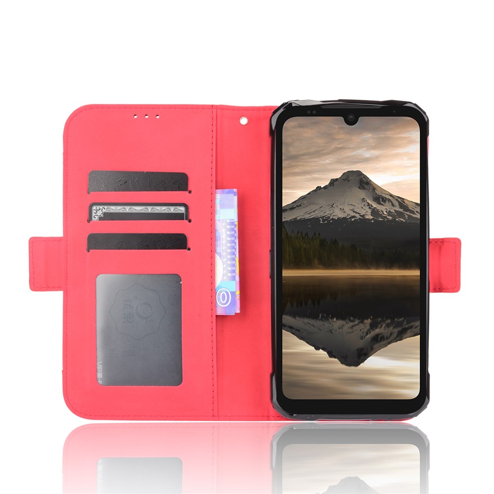 Phone Flip Cover Shock Resistant Phone Cover Leather Phone Wallet Stand Protective Case for Doogee S86 / S86?Pro - Red-4