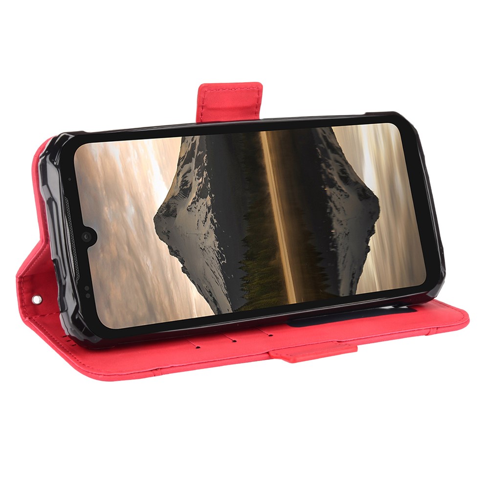 Phone Flip Cover Shock Resistant Phone Cover Leather Phone Wallet Stand Protective Case for Doogee S86 / S86?Pro - Red-5