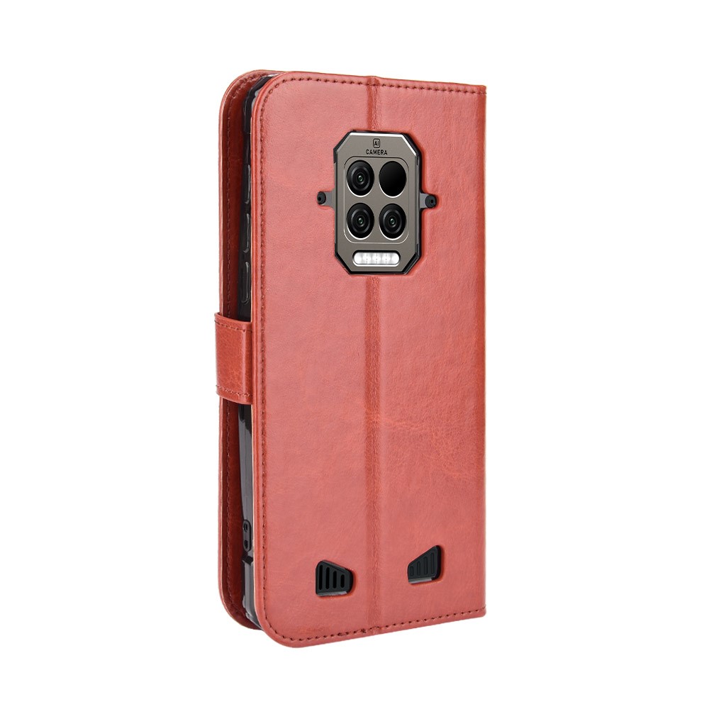 Quality Phone Case Stylish Crazy Horse PU Leather and TPU Wallet Design Protective Cellphone Flip Cover Shell for Doogee S86 / S86?Pro - Brown-3