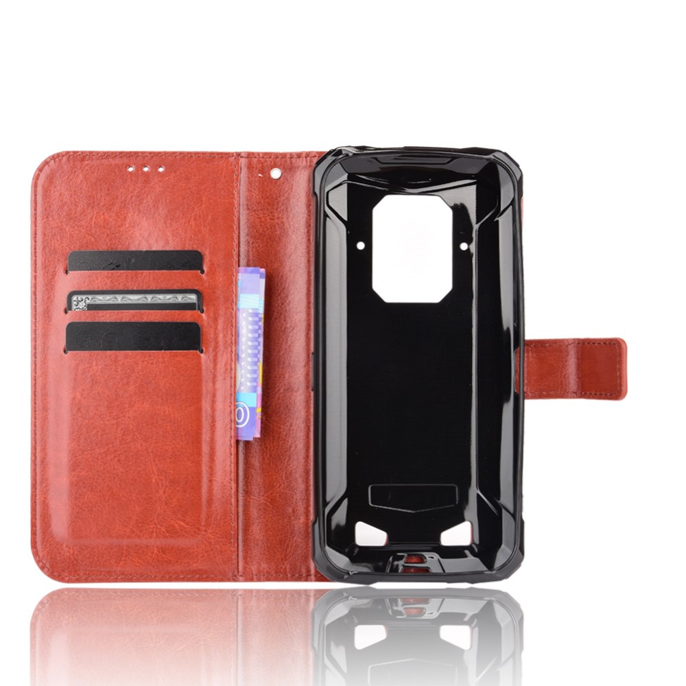 Quality Phone Case Stylish Crazy Horse PU Leather and TPU Wallet Design Protective Cellphone Flip Cover Shell for Doogee S86 / S86?Pro - Brown-4