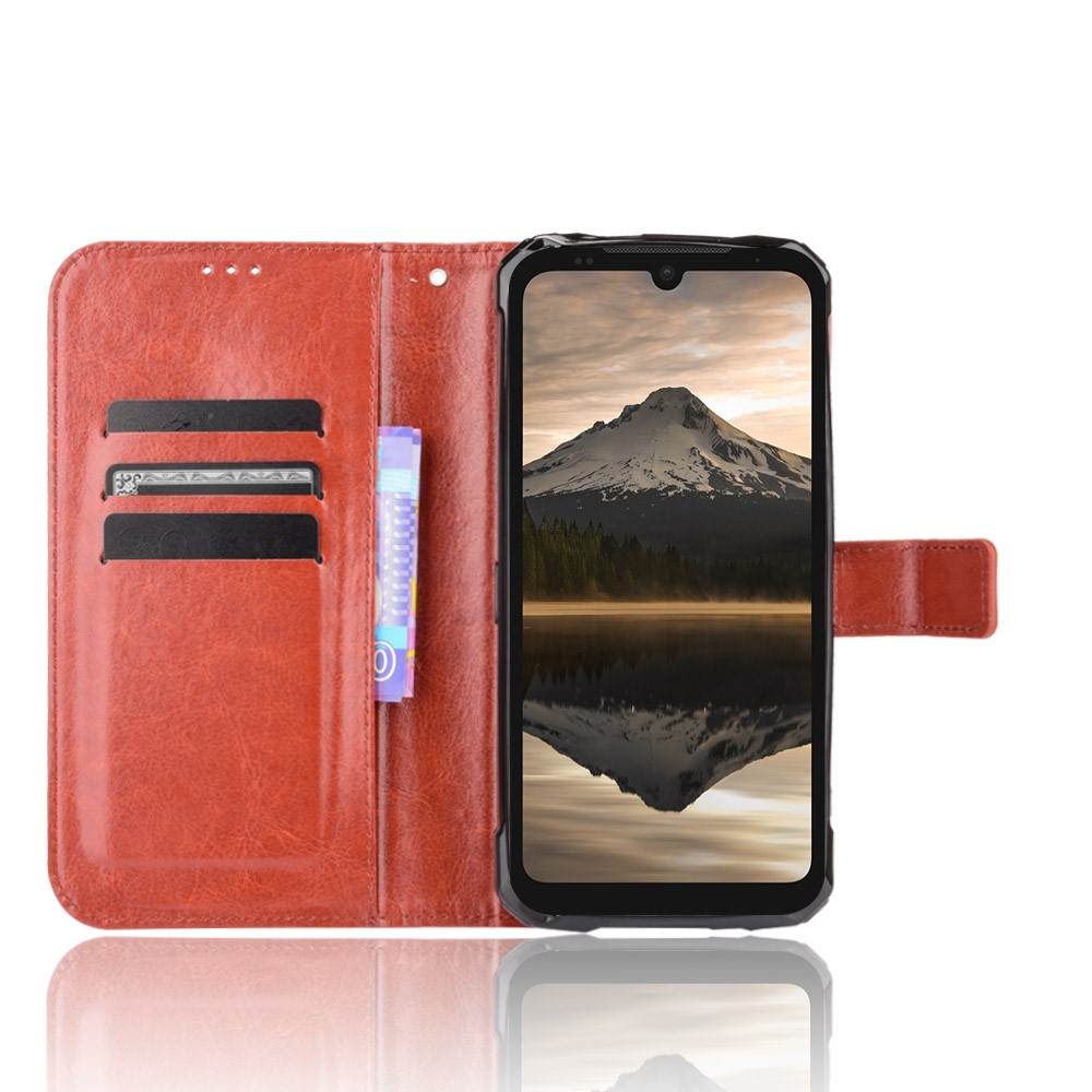 Quality Phone Case Stylish Crazy Horse PU Leather and TPU Wallet Design Protective Cellphone Flip Cover Shell for Doogee S86 / S86?Pro - Brown-5