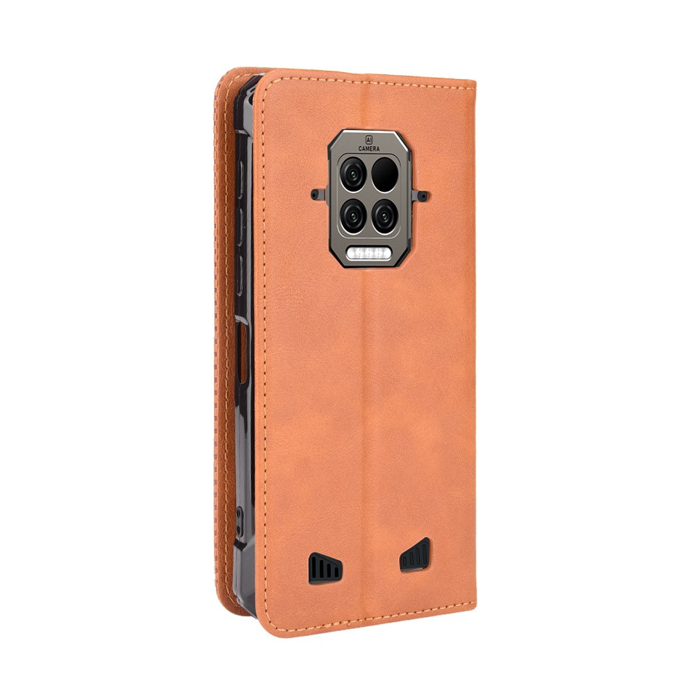 Retro Textured Surface Leather and TPU Flip Phone Leather Case Shockproof Leather Phone Wallet Stand Cover for Doogee S86 / S86 Pro - Brown-3