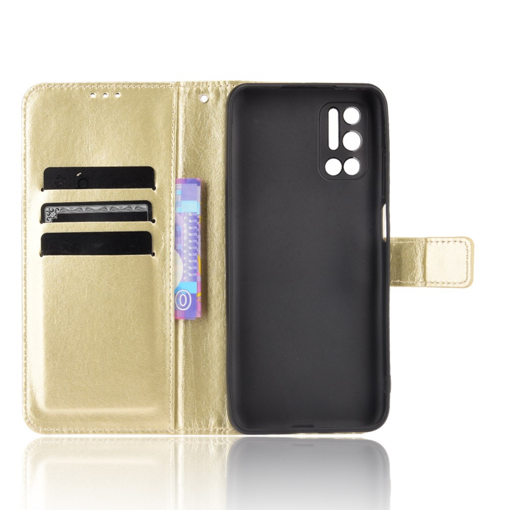 Fashionable Crazy Horse PU Leather and TPU Phone Flip Case Wallet Design Protective Cellphone Cover Shell for Doogee N40 Pro - Gold-4